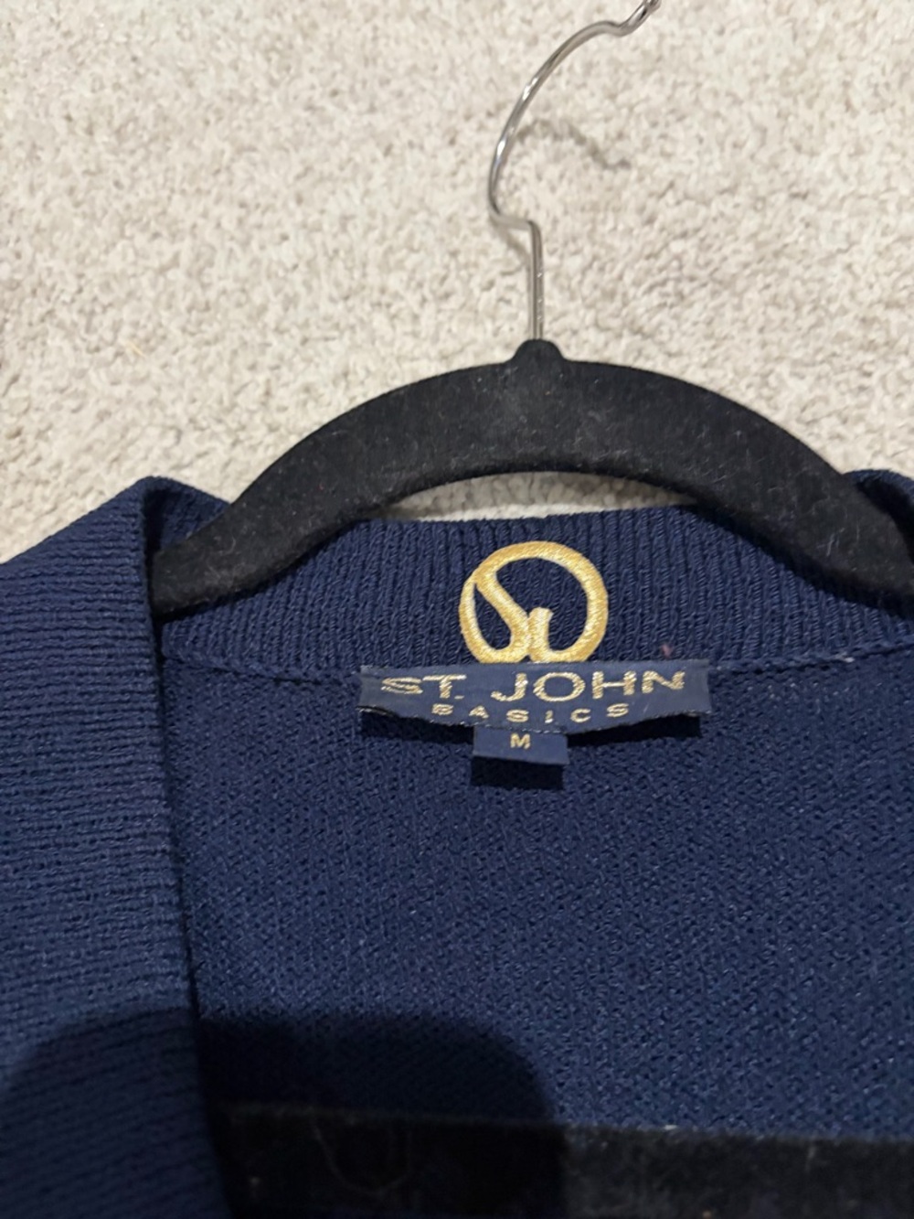 St. John Knit Santana Cardigan Jacket, Women’s Navy, Gold Buttons - Picture 6 of 10